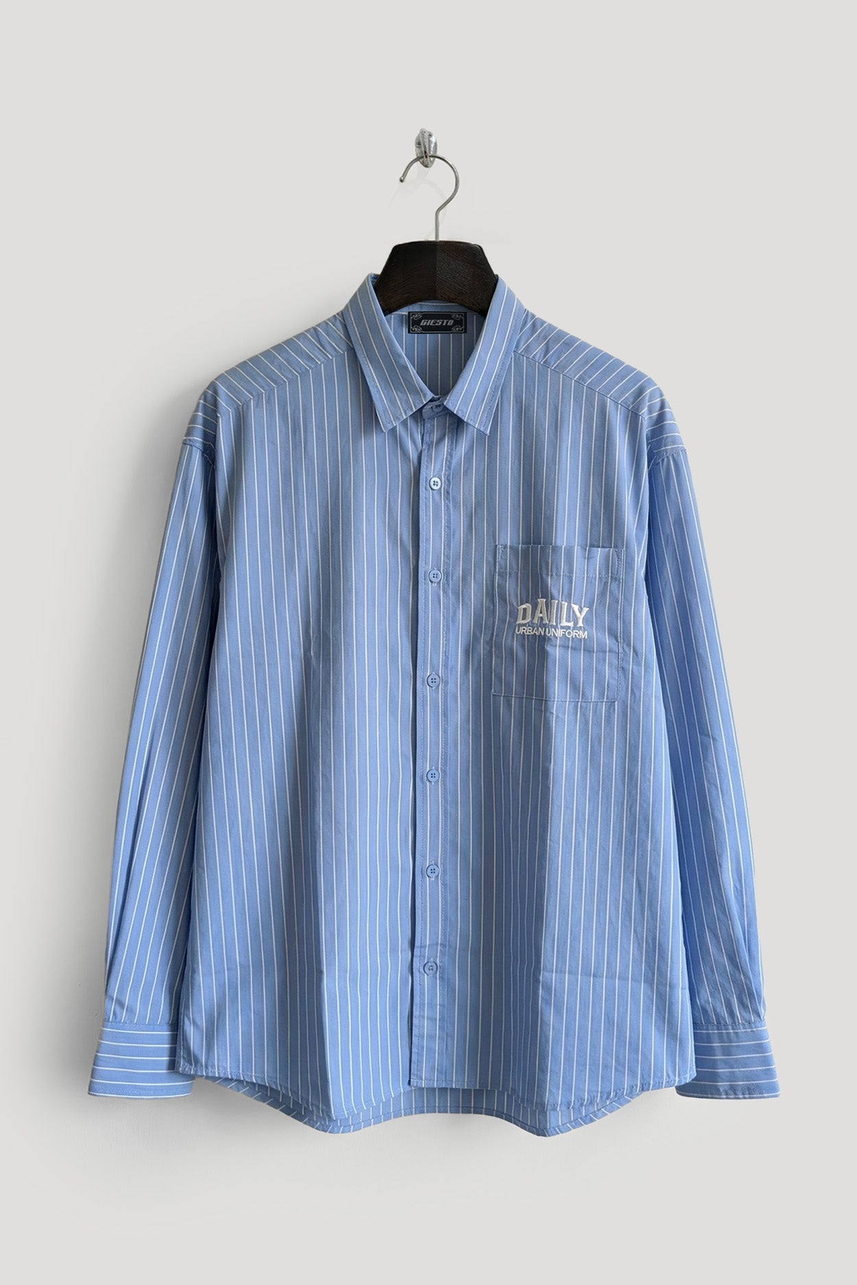 STRIPED EMBROIDERED LIGHT BLUE SHIRT