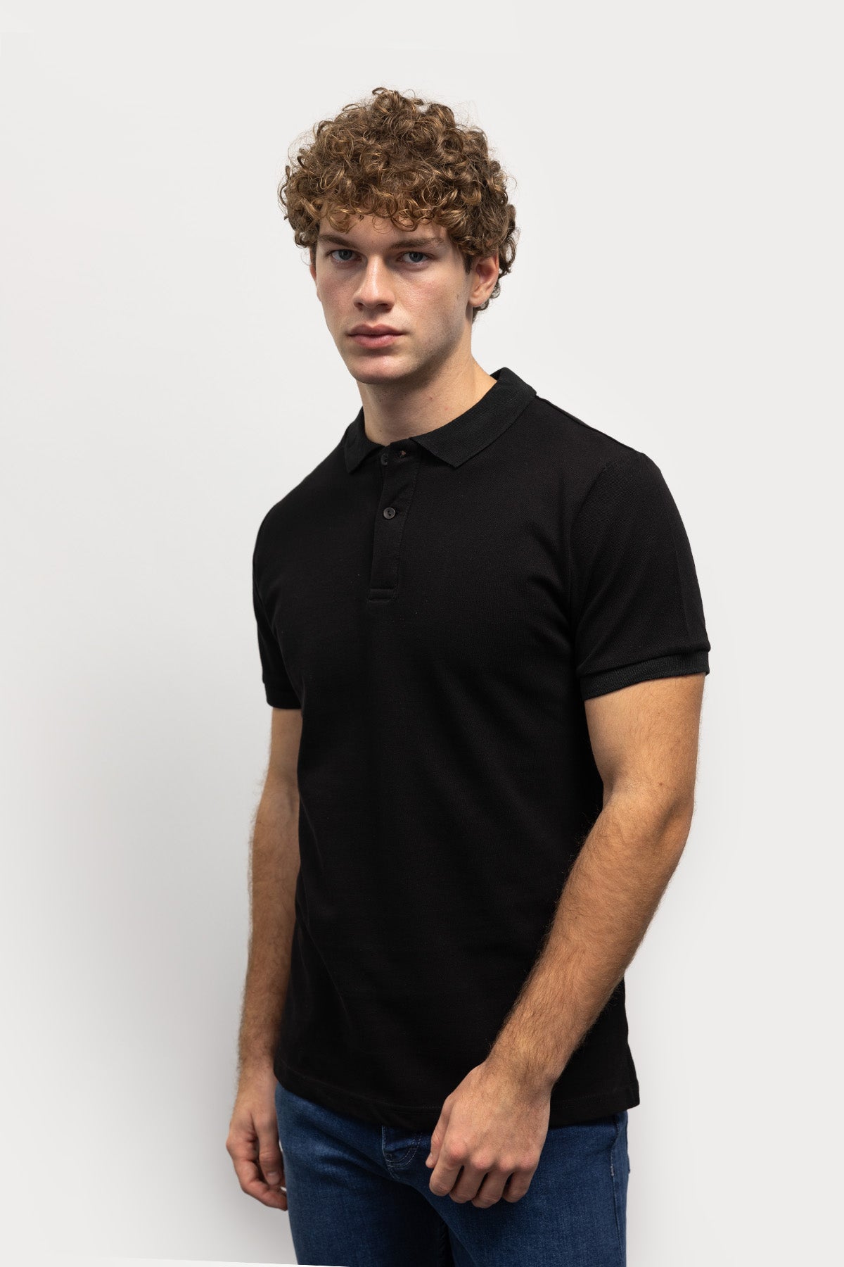 POLO YAKA T-SHIRT - SİYAH - T-SHIRT