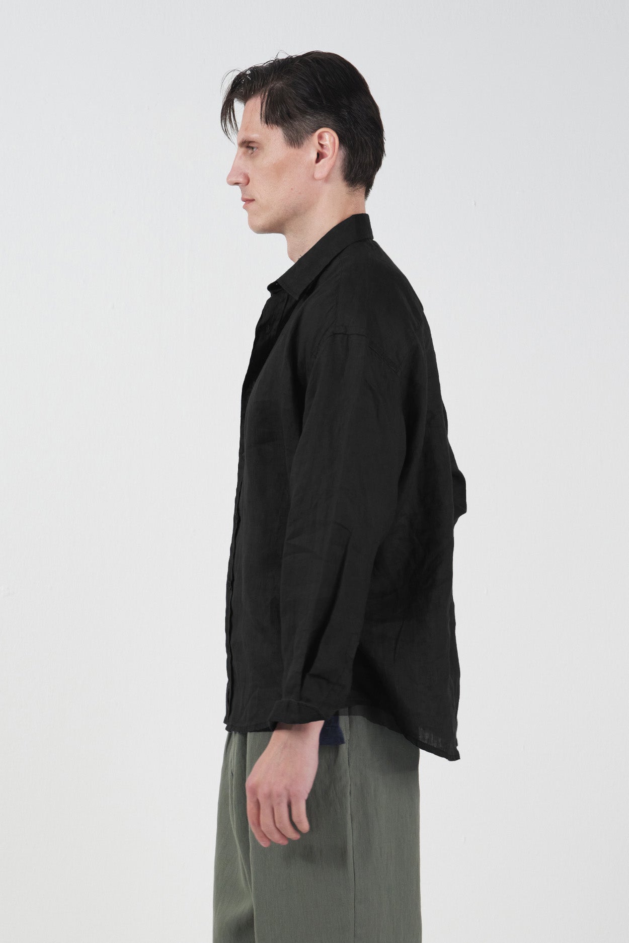 %100 KETEN OVERSIZE SİYAH GÖMLEK