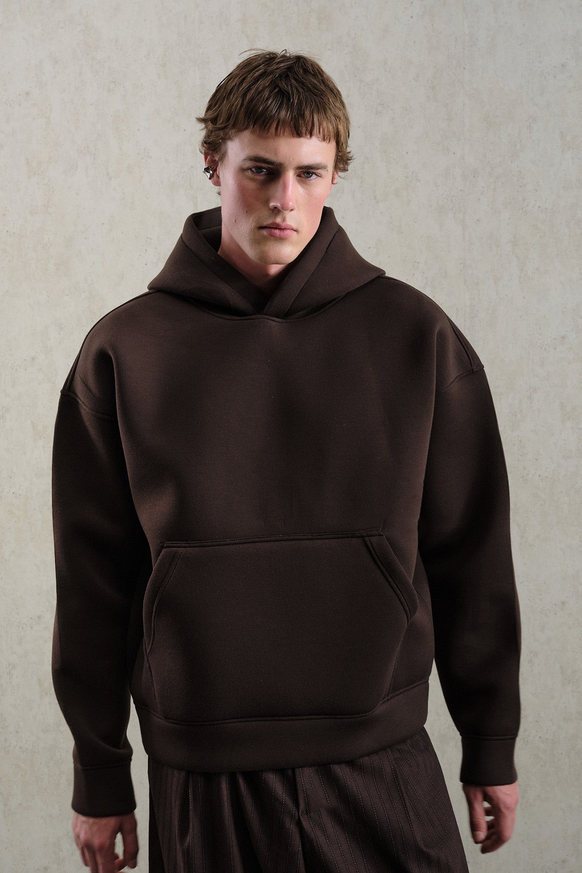OVERSIZE KAPÜŞONLU SCUBA KAHVERENGİ SWEATSHIRT