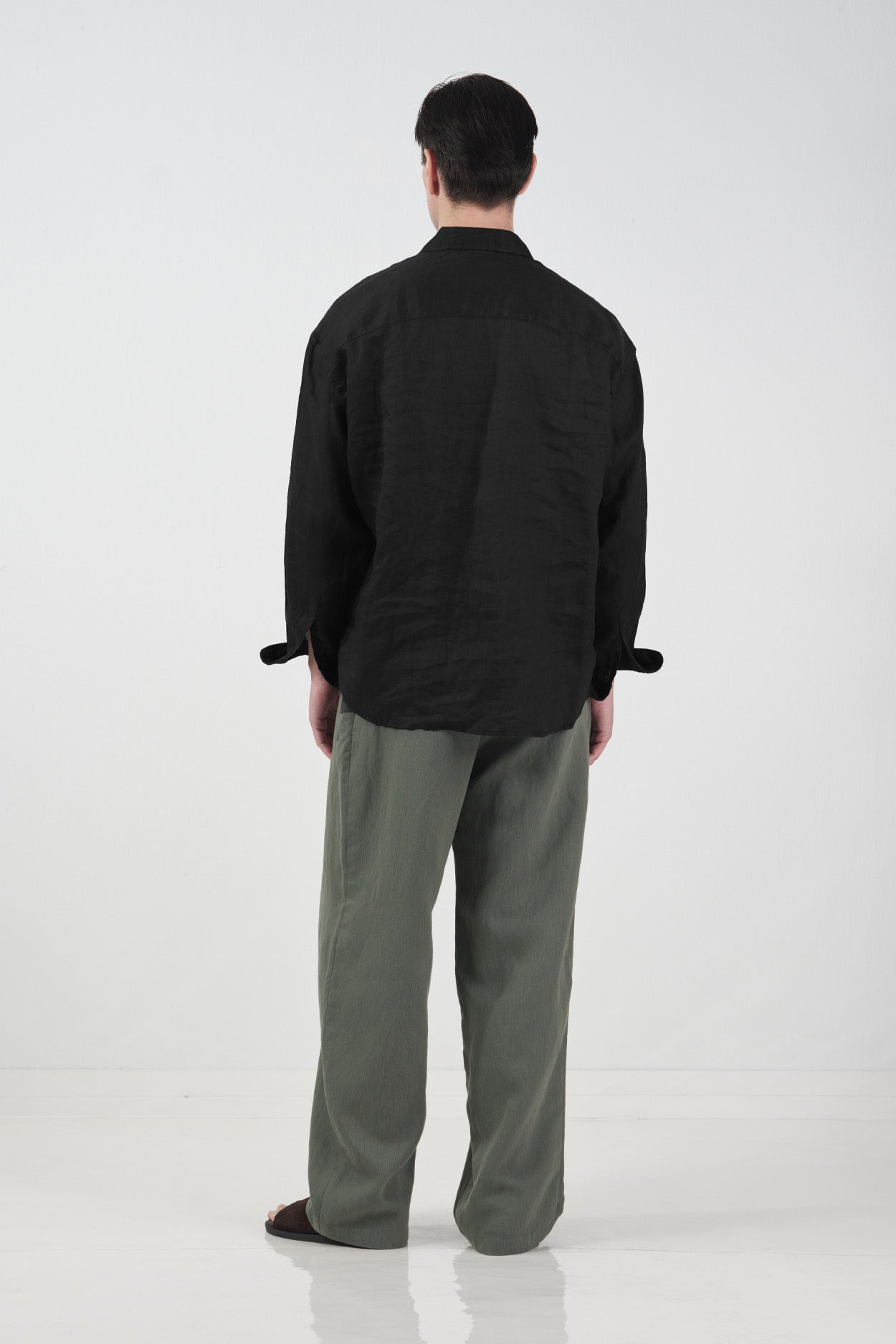 %100 KETEN OVERSIZE SİYAH GÖMLEK