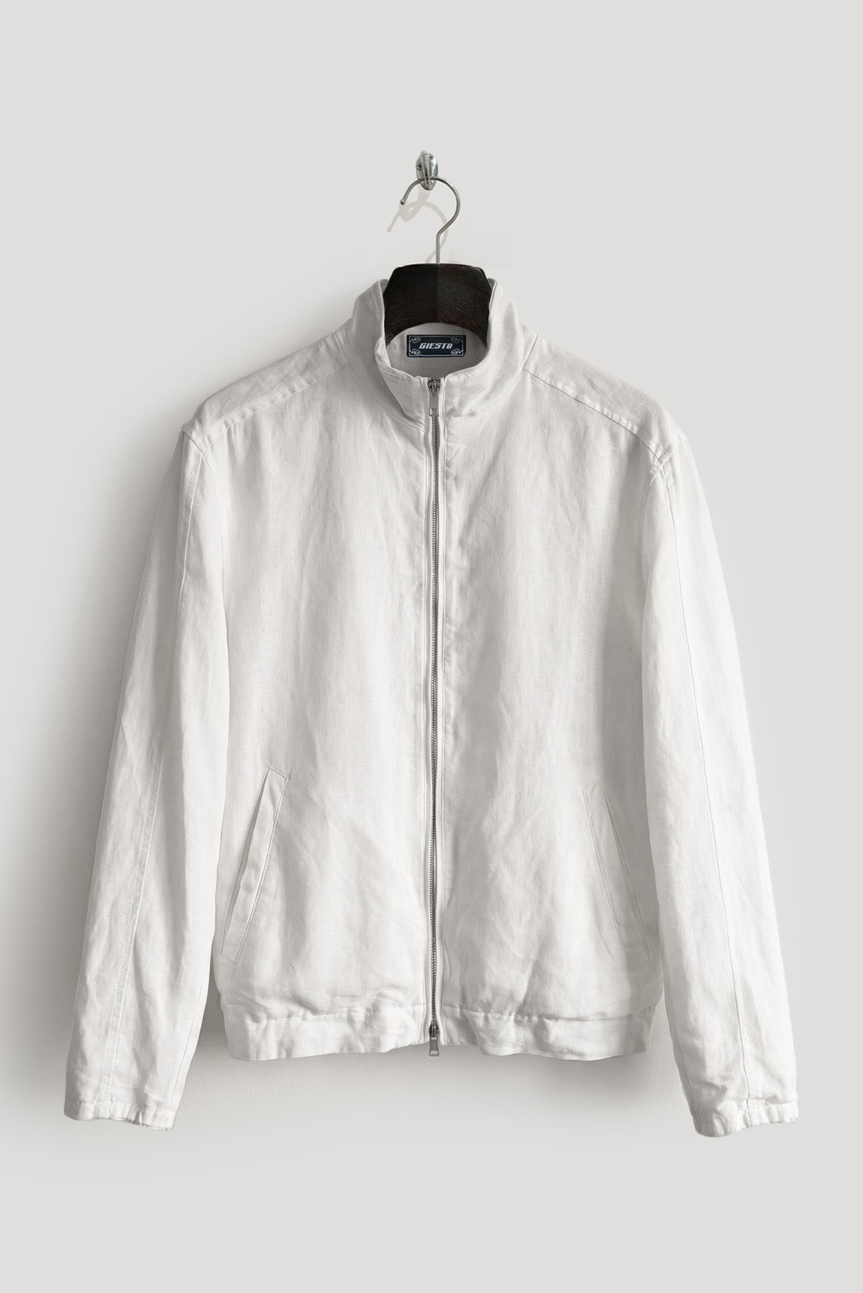 ZİP-UP REGULAR FIT WHITE LINEN JACKET