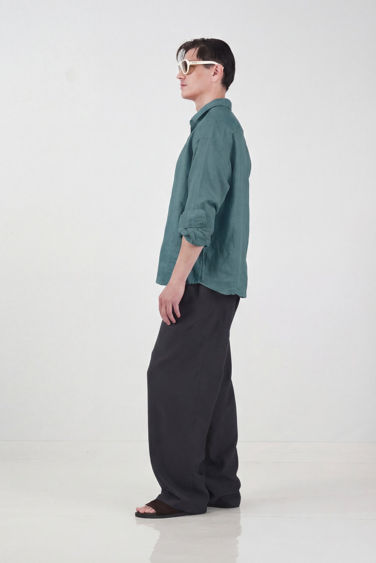 100% LINEN OVERSIZED EMERALD GREEN SHIRT
