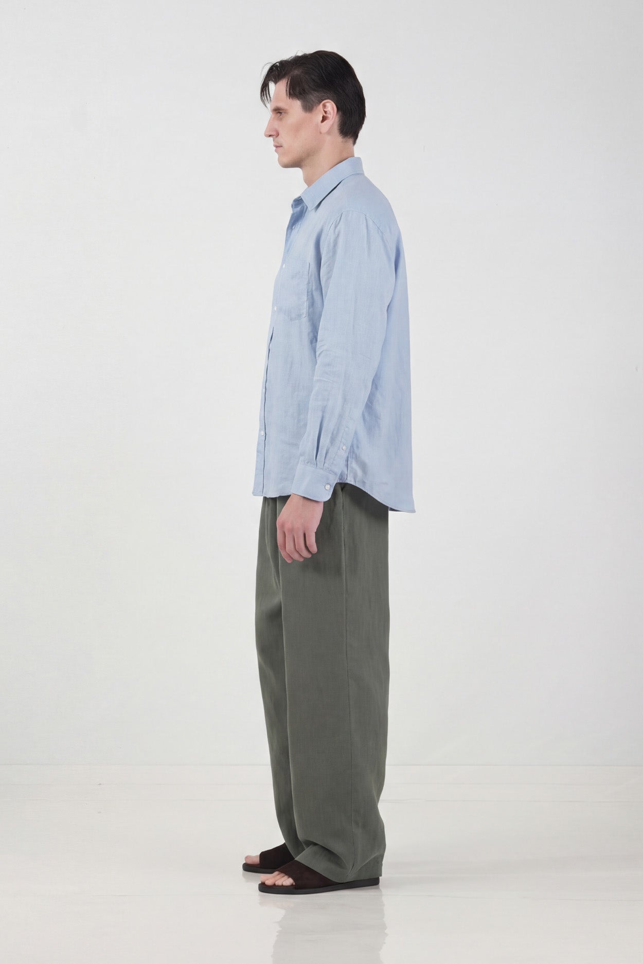 %100 KETEN OVERSIZE MAVİ GÖMLEK