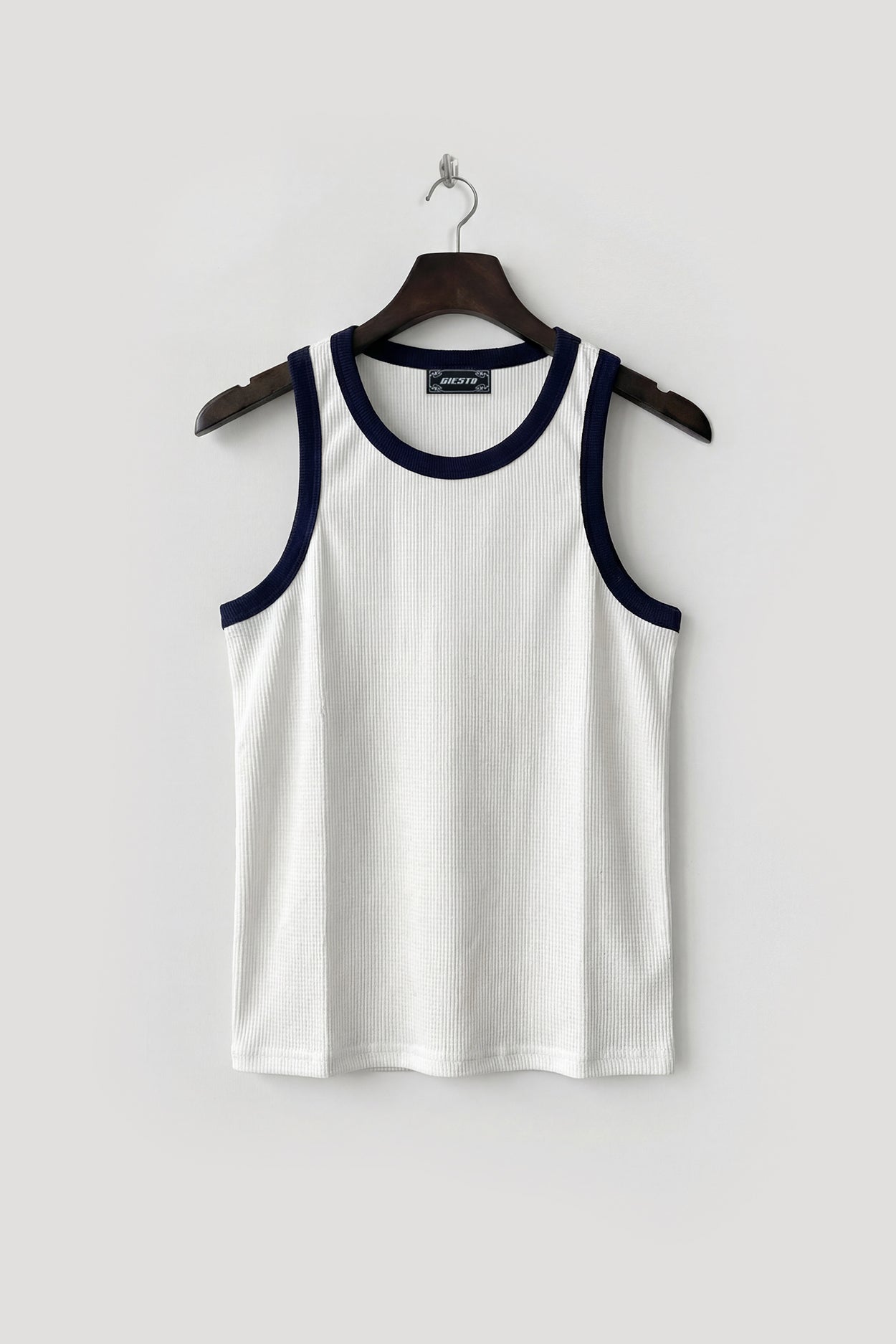 WAFFLE SLIM FIT WHITE TANK TOP