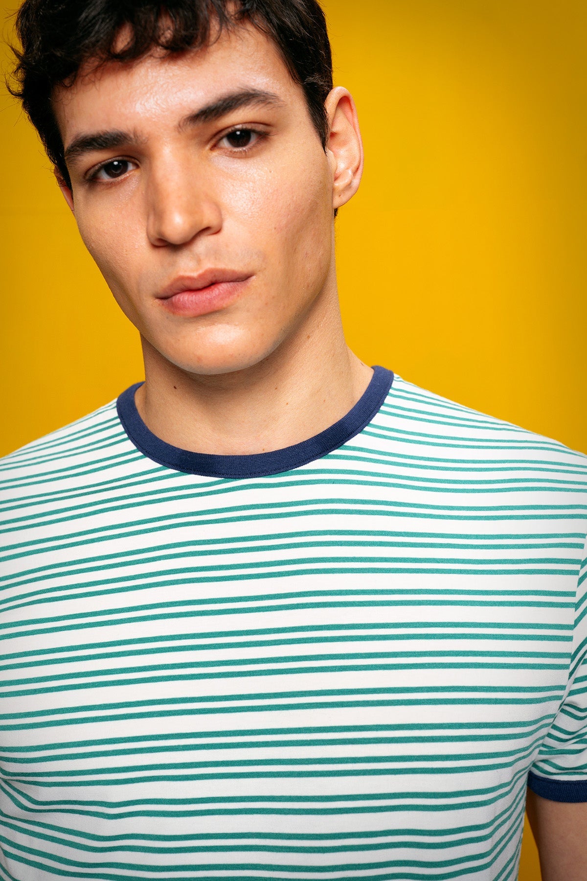 ÇİZGİLİ DAR KESİM YEŞİL T-SHIRT GIESTO