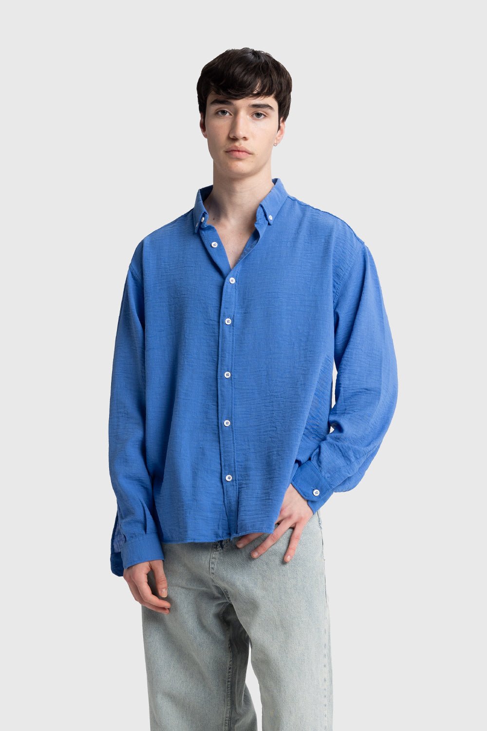 OVERSIZE DRAPED SHIRT - BLUE