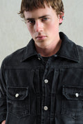 LASER EFFECT WASHED DENIM JACKET