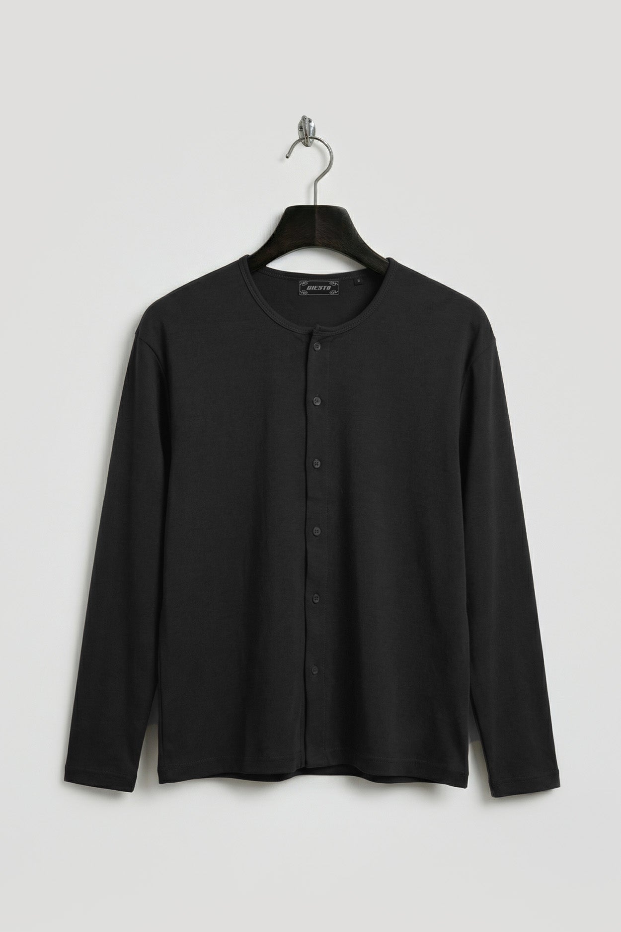 DRAPED KNITTED BLACK SHIRT