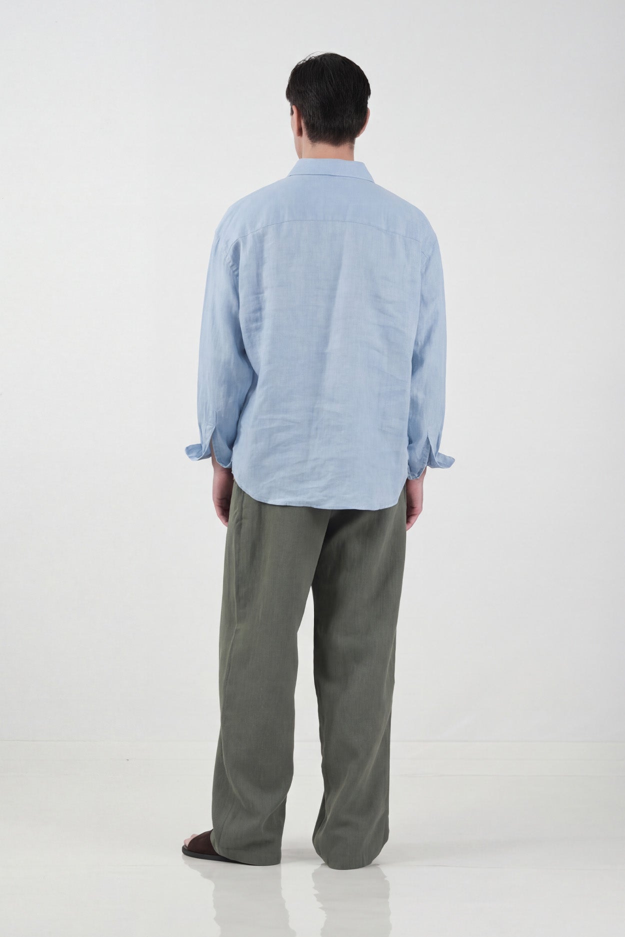 %100 KETEN OVERSIZE MAVİ GÖMLEK