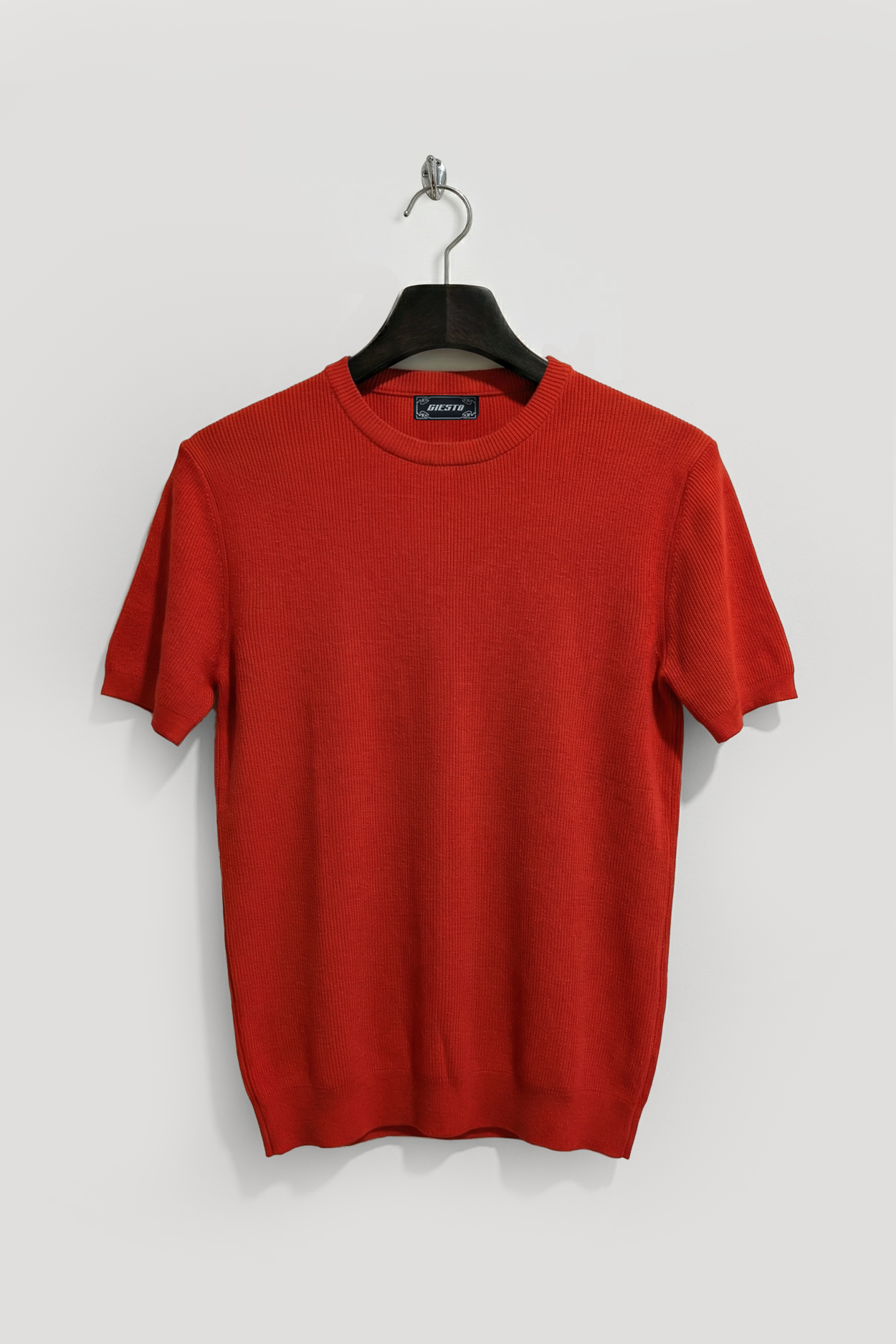 RIB KNIT RED T-SHIRT