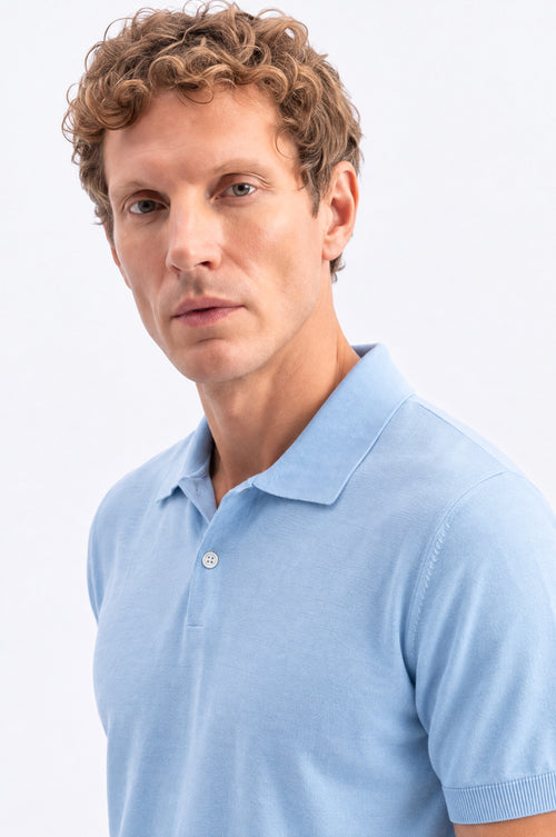 POLO YAKA MAVİ TRİKO T-SHIRT - 1