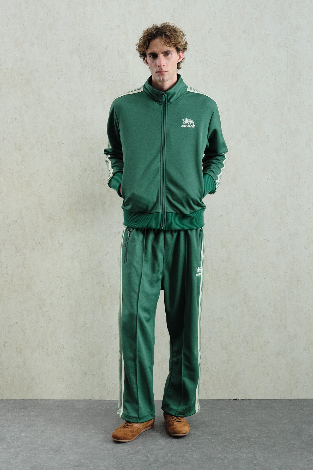 RETRO ÇİZGİLİ YEŞİL SPOR CEKET
