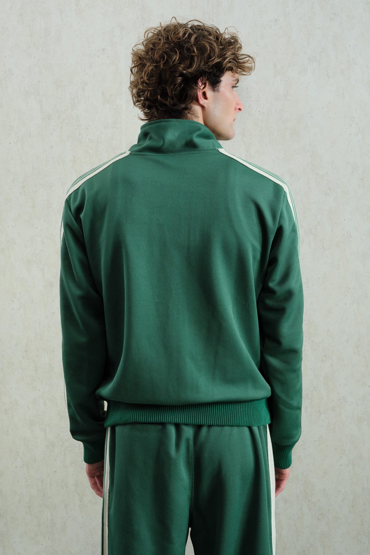 RETRO ÇİZGİLİ YEŞİL SPOR CEKET