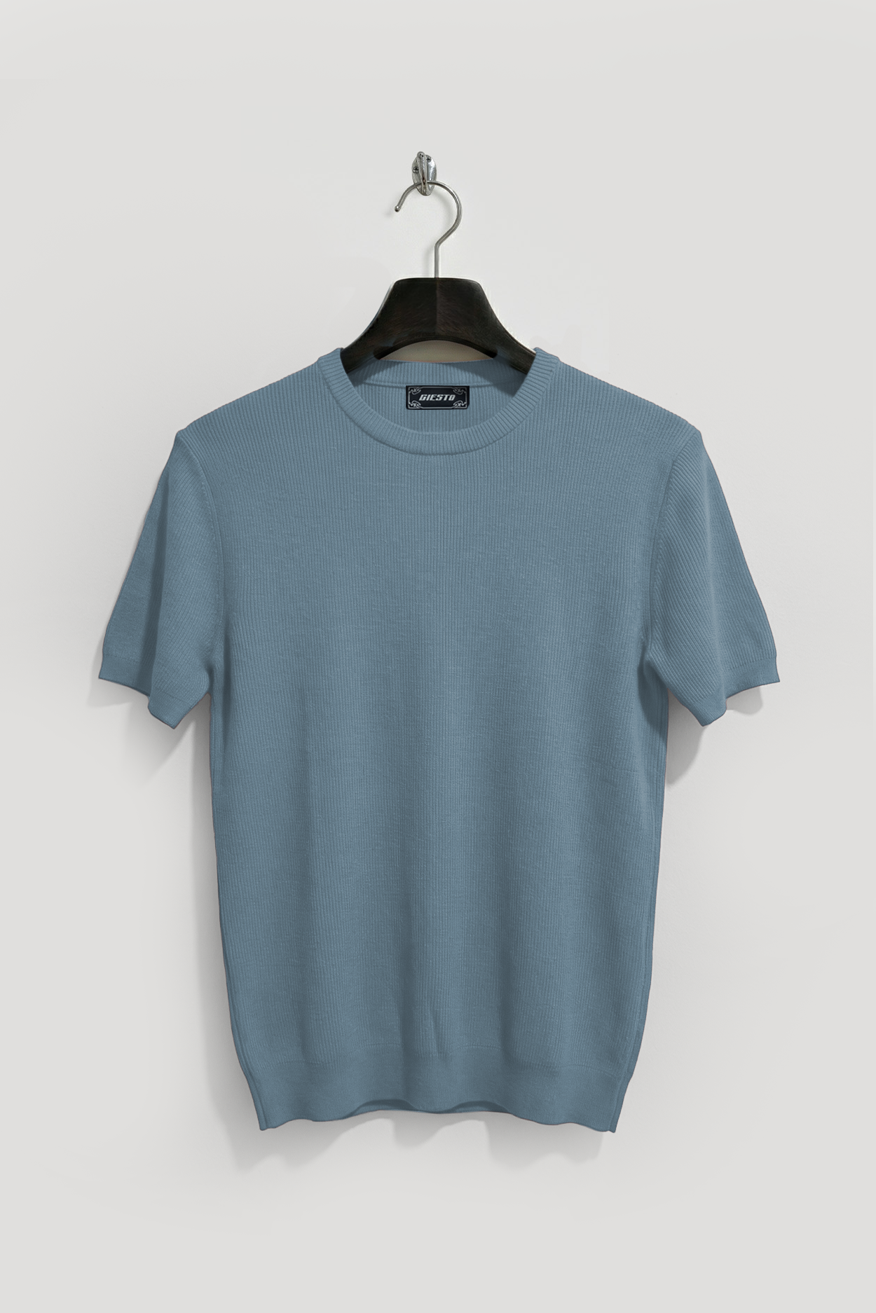 FİTİLLİ DOKULU MAVİ TRİKO T-SHIRT