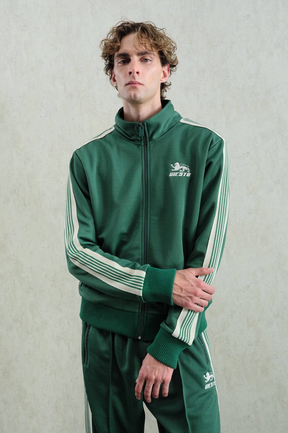 RETRO ÇİZGİLİ YEŞİL SPOR CEKET
