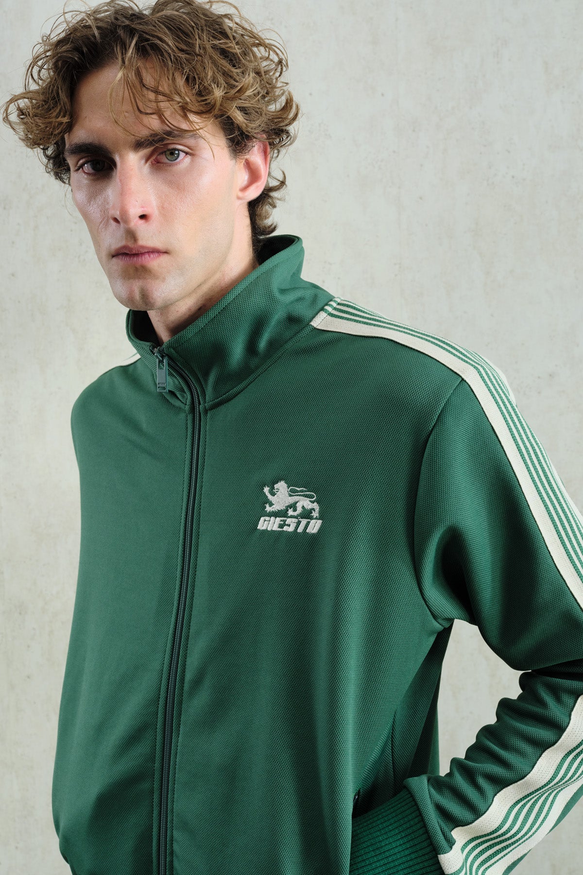 RETRO ÇİZGİLİ YEŞİL SPOR CEKET