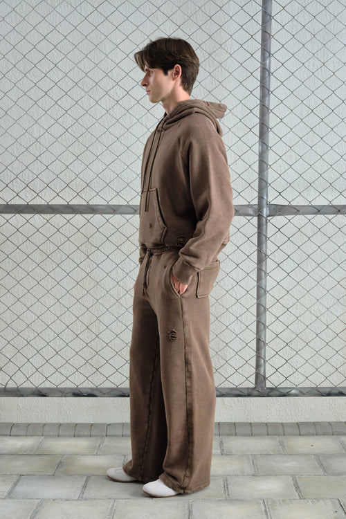 EFFECT WASH BROWN JOGGER PANTS - 3