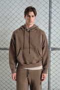 EFEKTLİ YIKAMALI KAHVERENGİ SWEATSHIRT