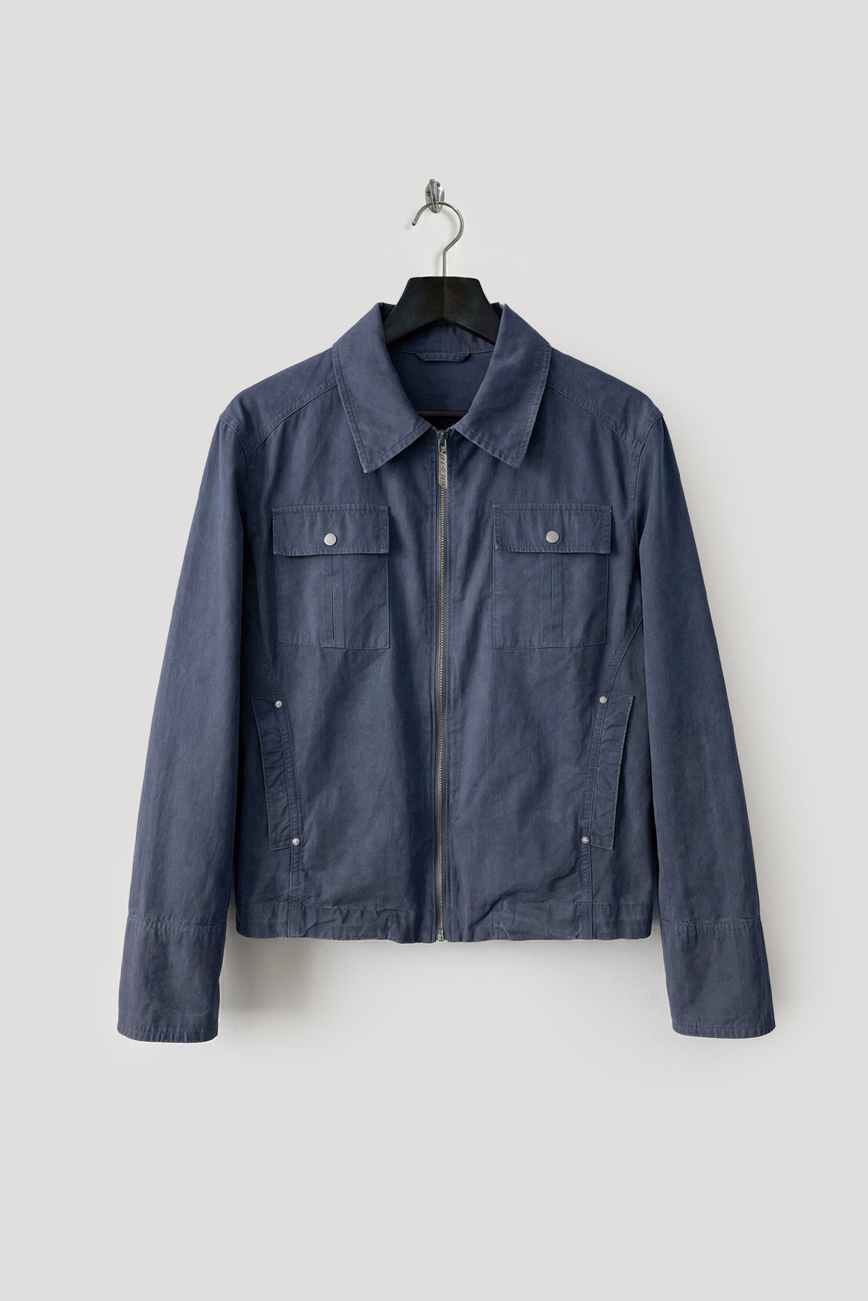 EFEKTLİ FERMUARLI LACİVERT CEKET