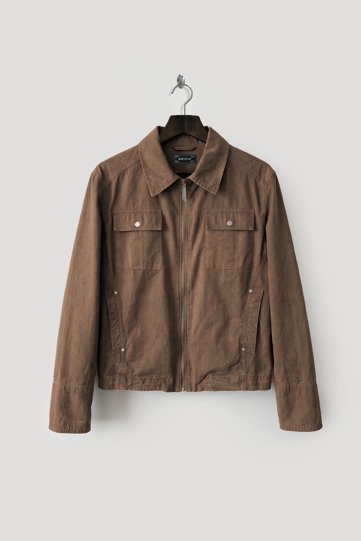 BROWN JACKET WITH DECORATIVE ZIPPER
