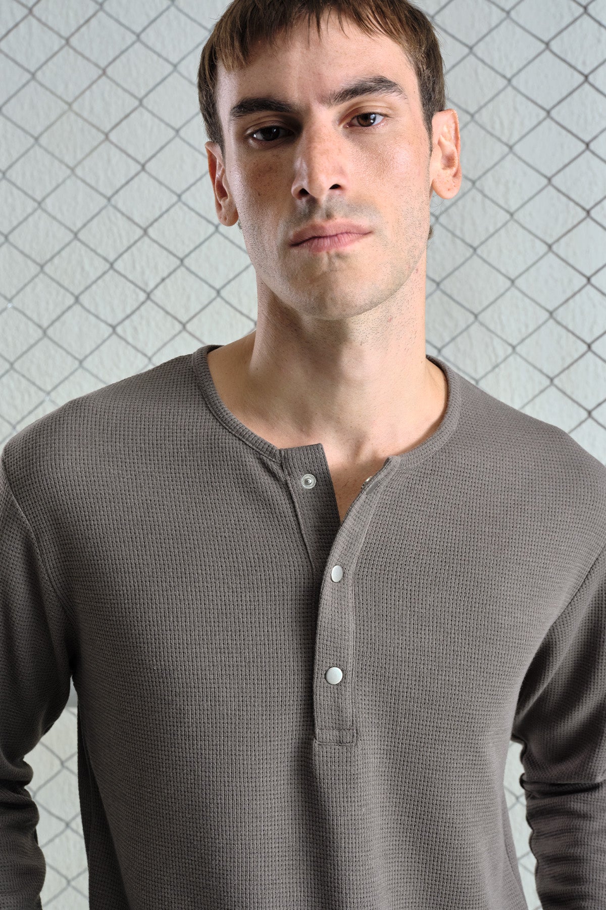 MINK T-SHIRT WITH METAL SNAPS