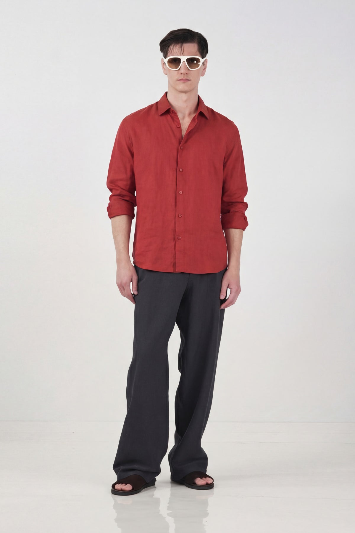%100 KETEN OVERSIZE KİREMİT GÖMLEK