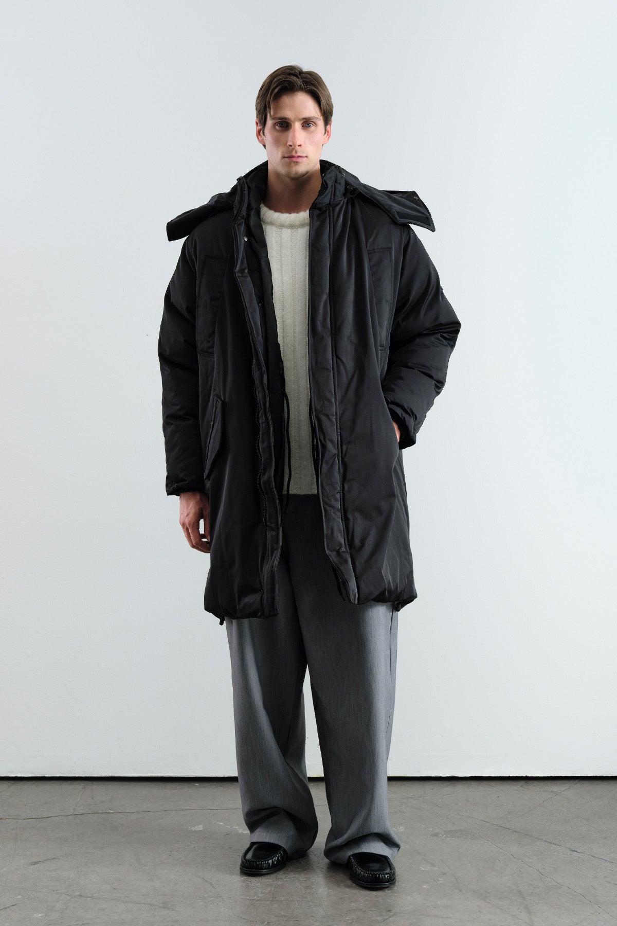 LONG PUFFER BLACK COAT