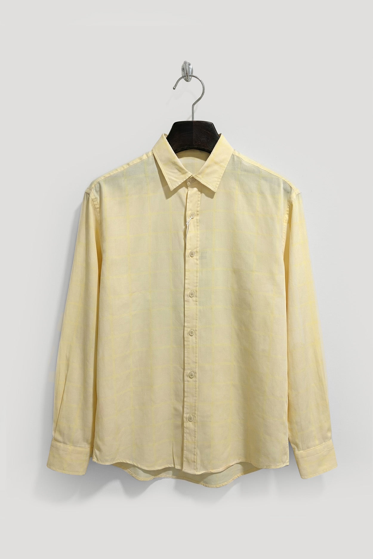 PLAID DRAPED MODAL YELLOW SHIRT