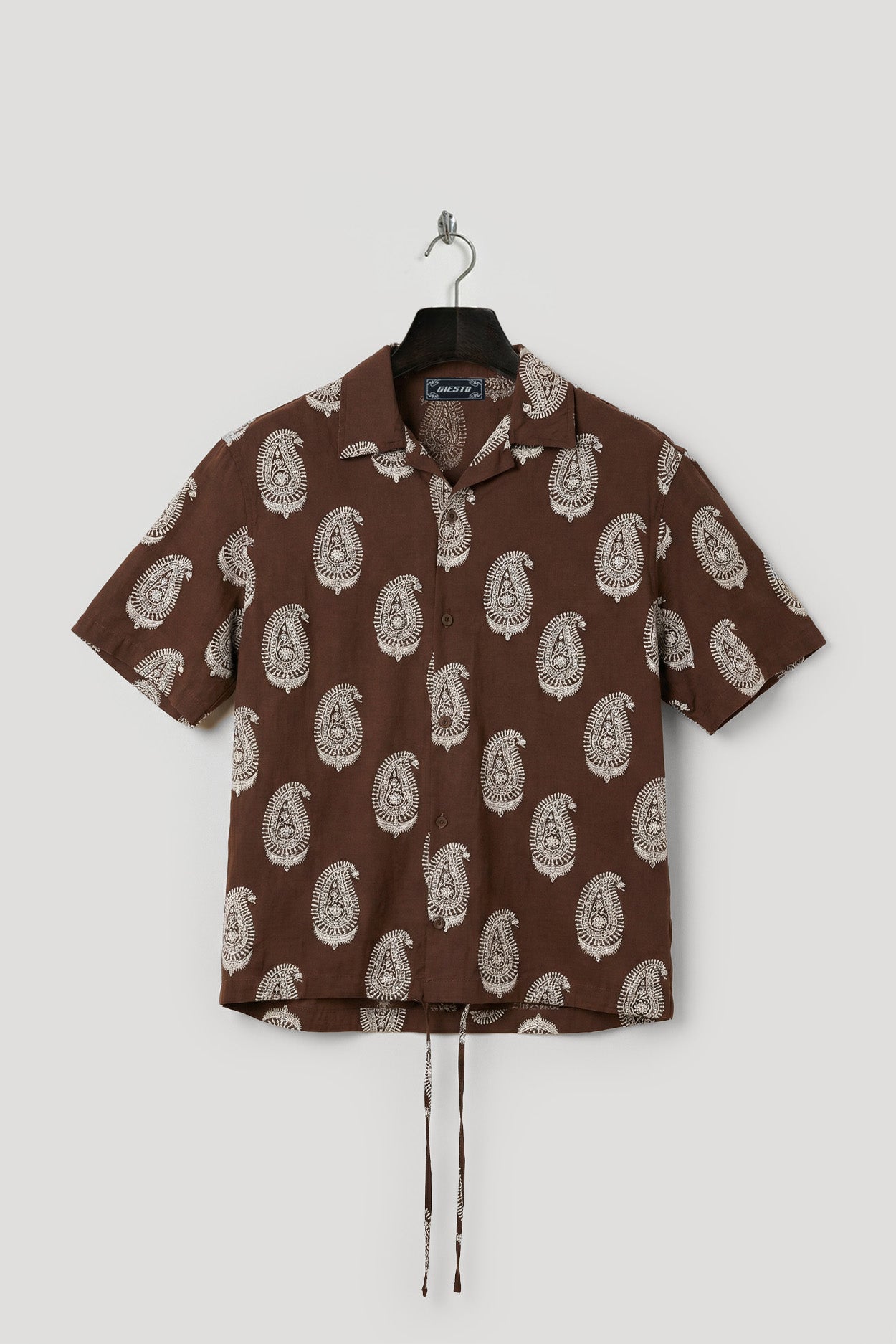 PAISLEY-PATTERNED BROWN SHIRT