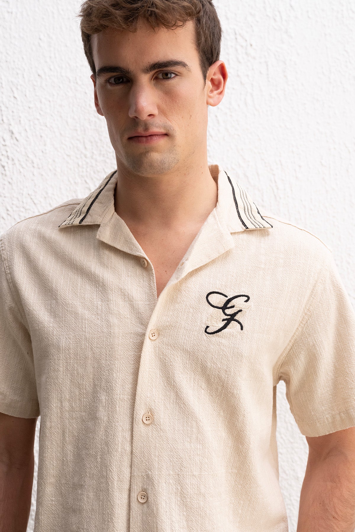 STRIPED LINEN BEIGE SHIRT