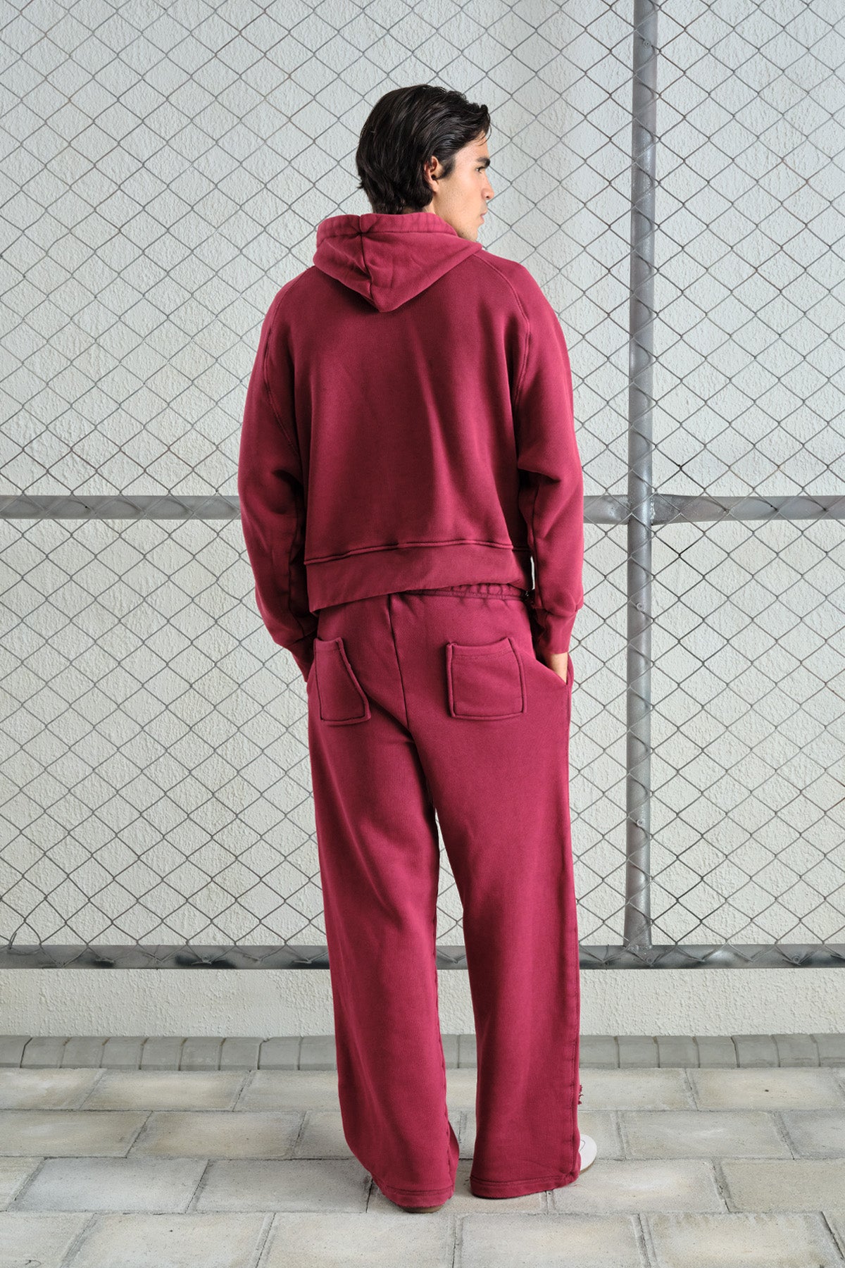 BURGUNDY SWEATSHIRT WITH EFFECT WASH