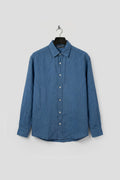 OVERSIZE DRAPED INDIGO LINEN SHIRT