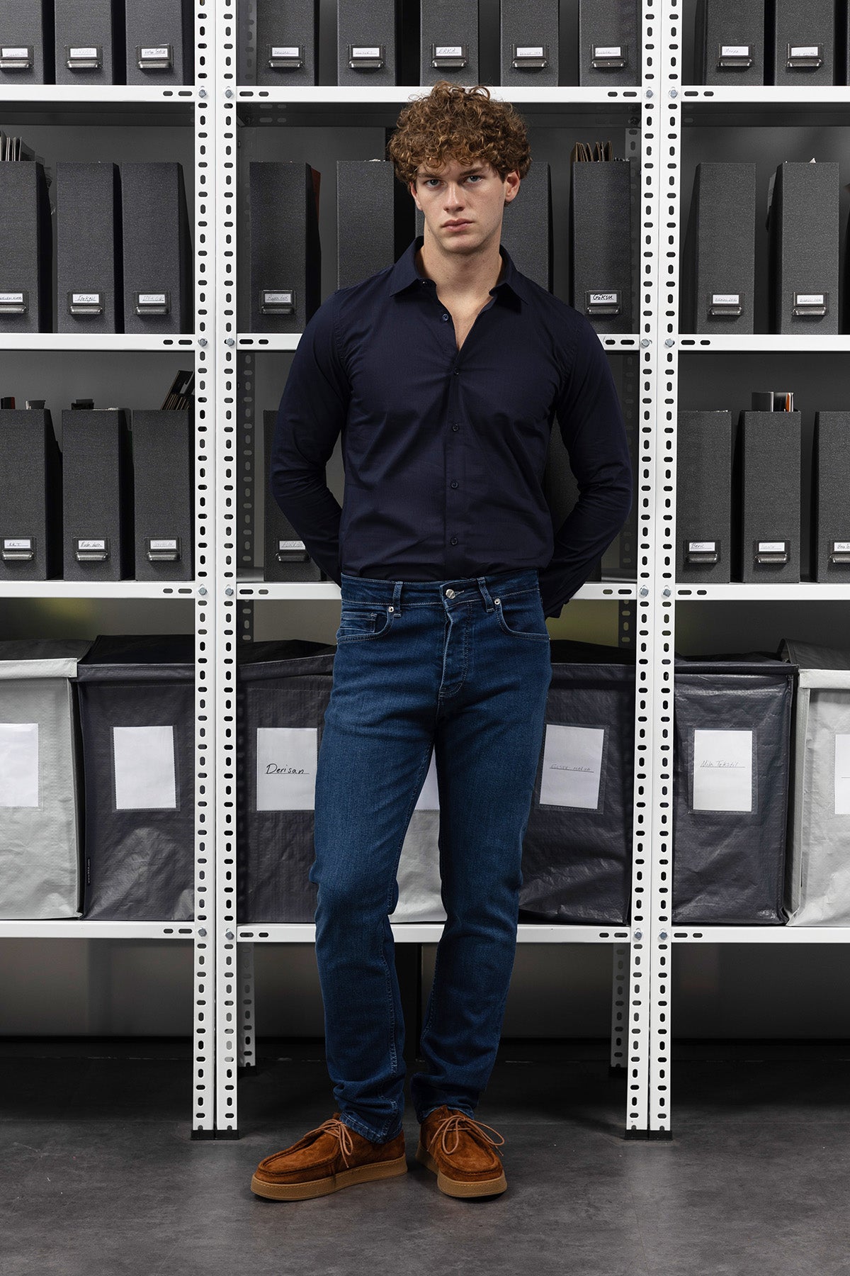 DAR KESİM POPLİN GÖMLEK - LACİVERT - GÖMLEK