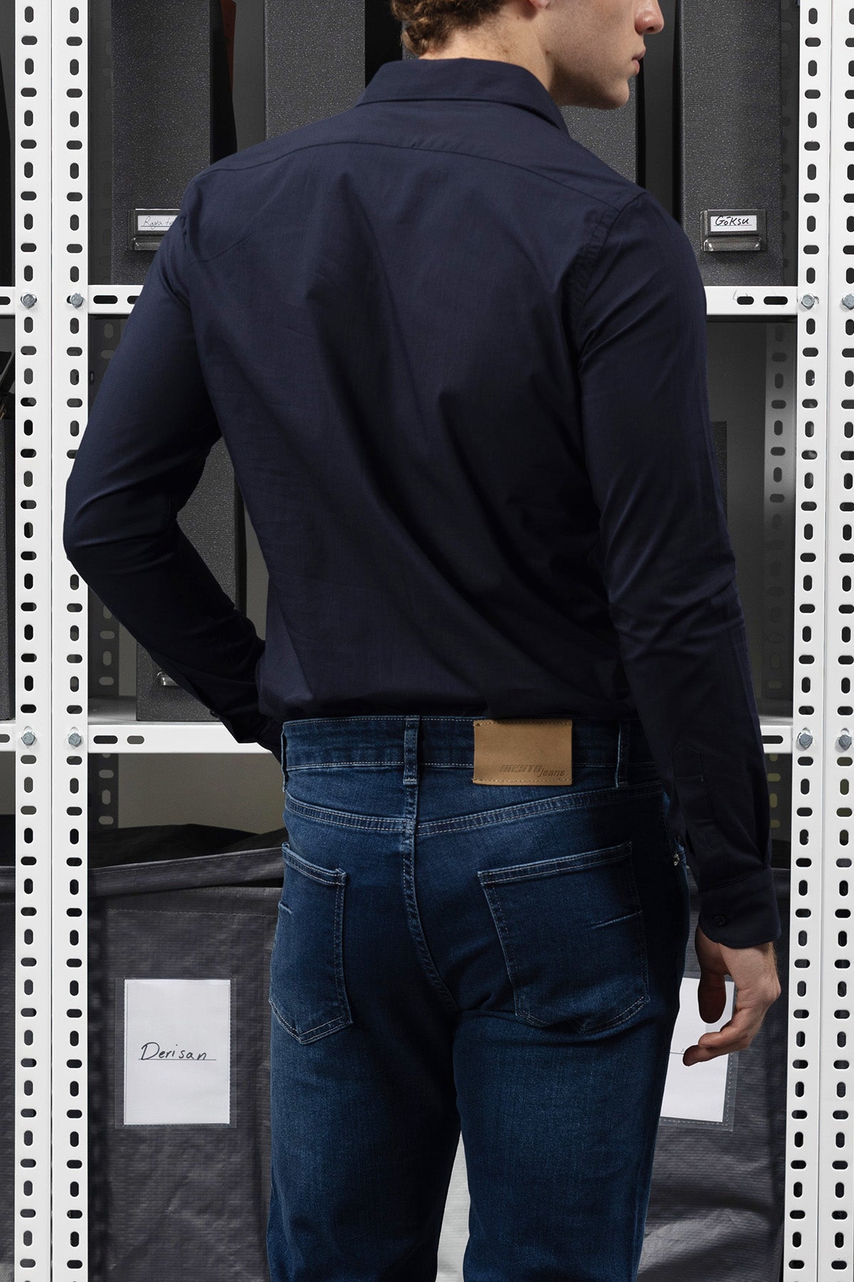 DAR KESİM POPLİN GÖMLEK - LACİVERT - GÖMLEK