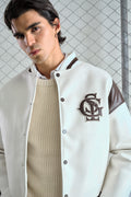 WHITE LEATHER VARSITY JACKET