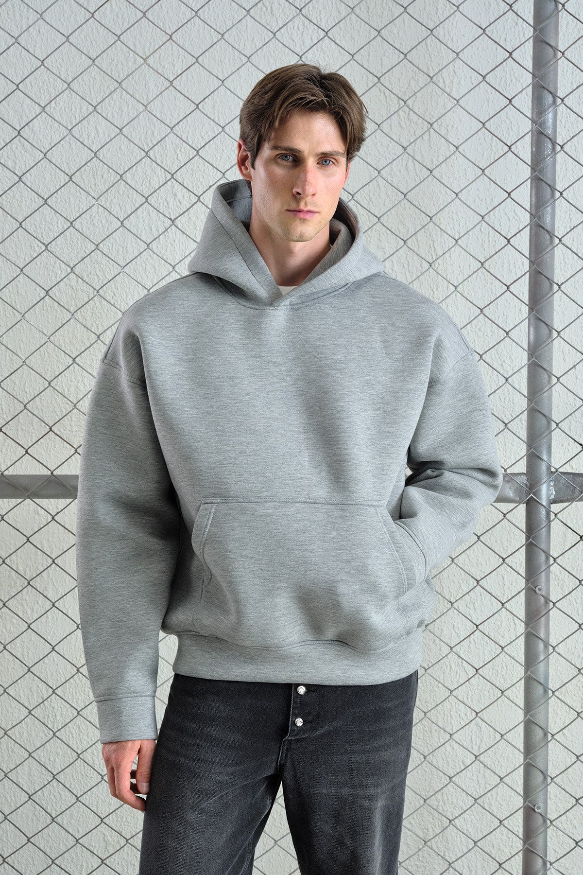 OVERSIZE KAPÜŞONLU SCUBA GRİ SWEATSHIRT