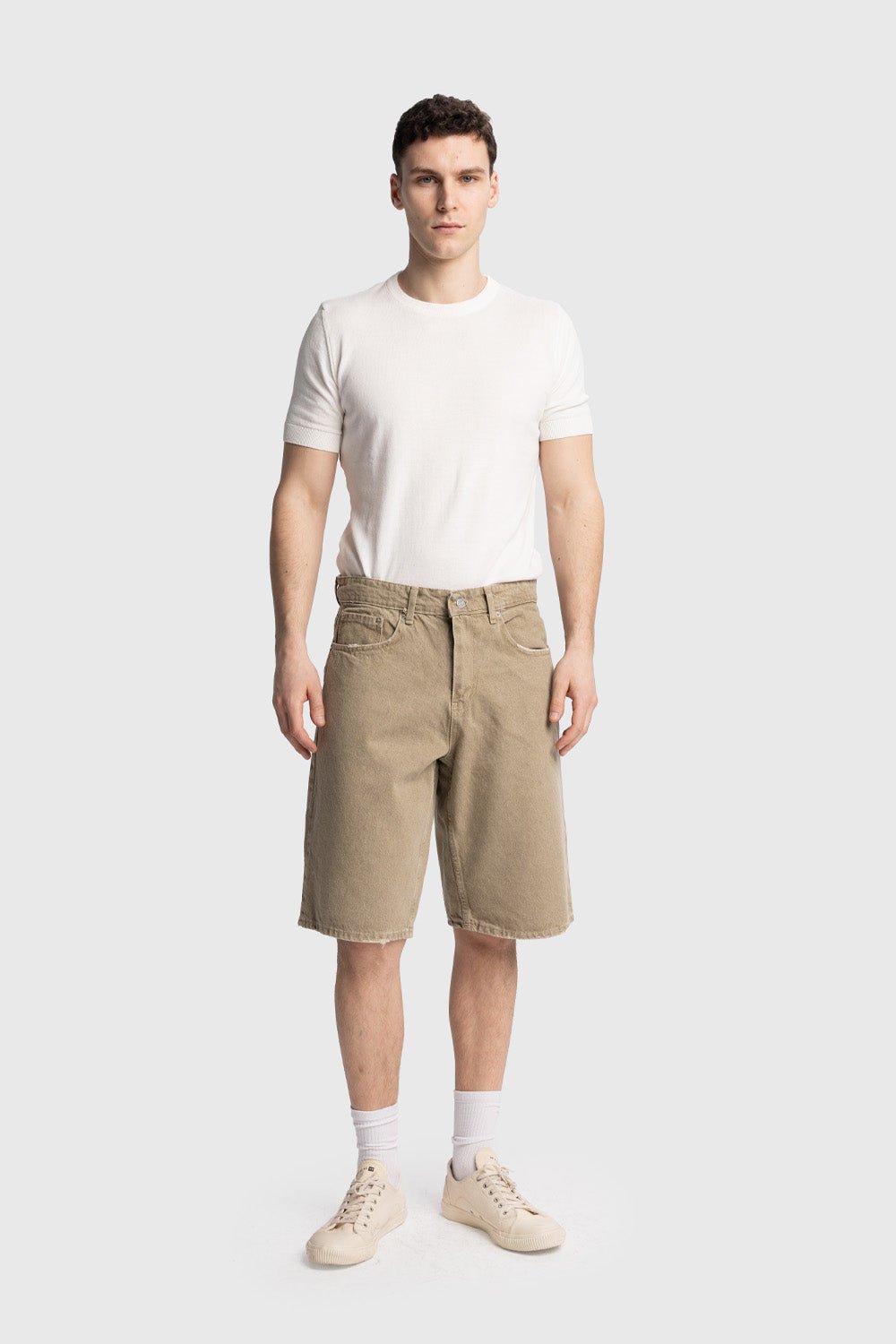 DENIM SHORTS - BEIGE