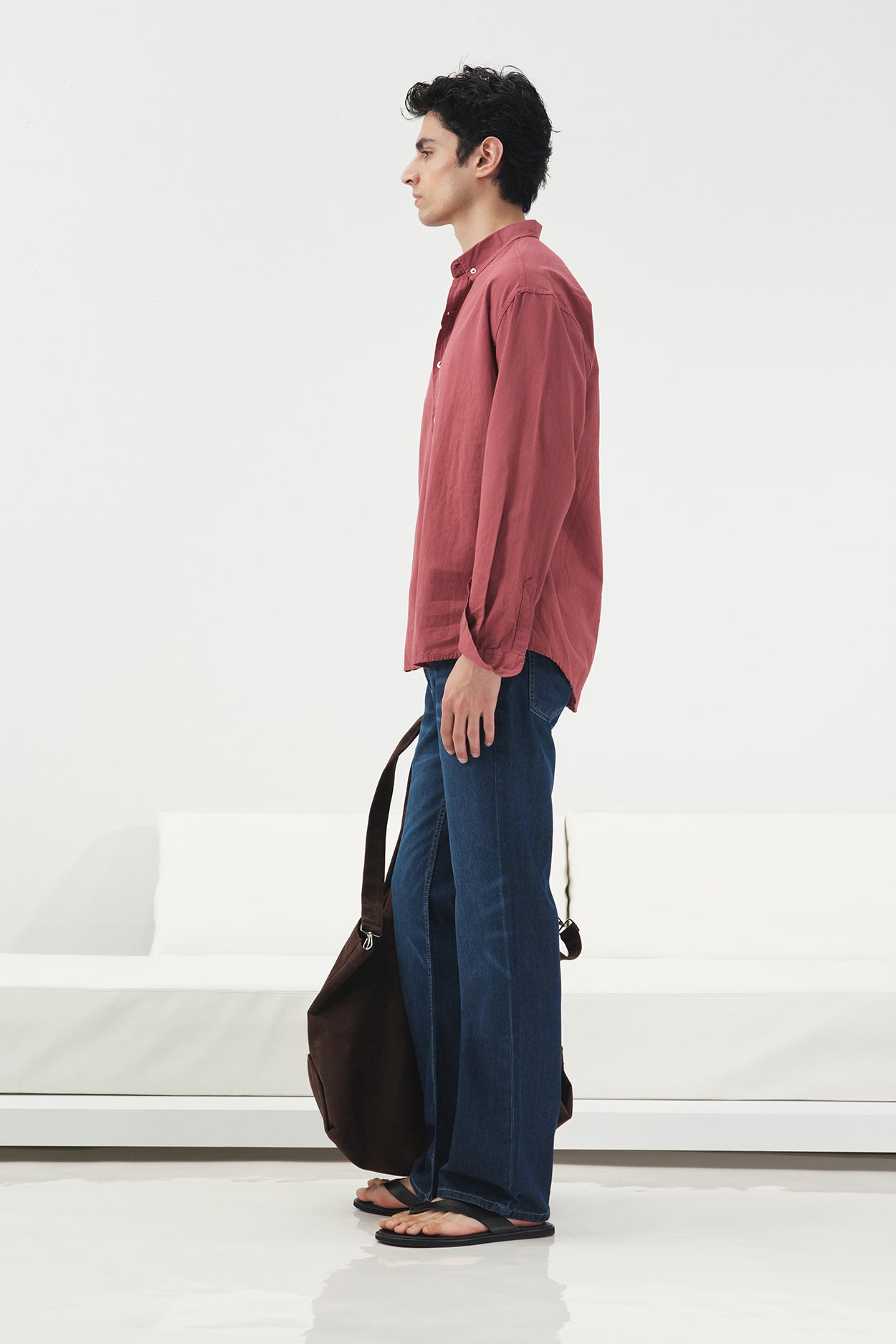 OVERSIZE DÖKÜMLÜ BORDO FRESH KETEN GÖMLEK