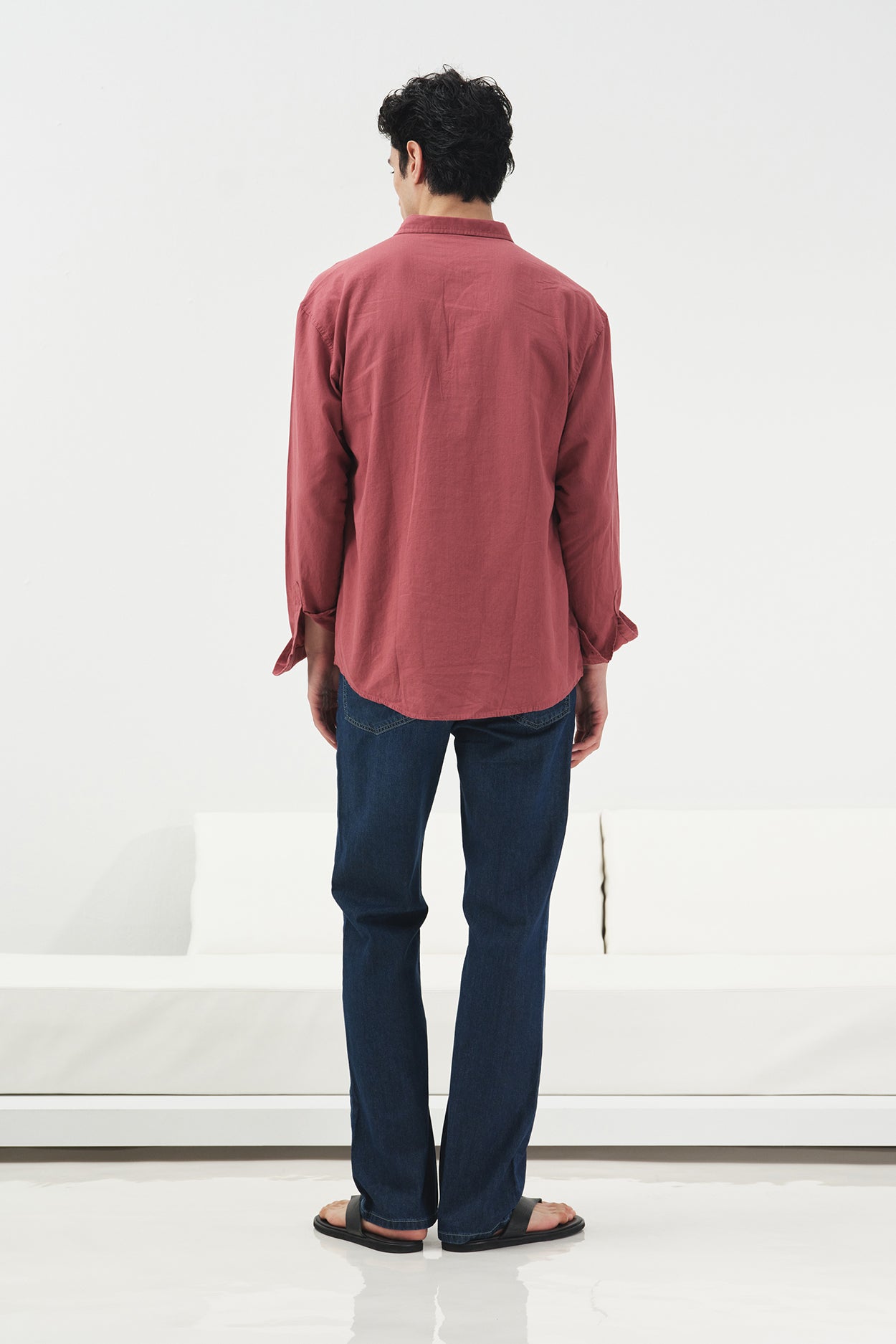 OVERSIZE DÖKÜMLÜ BORDO FRESH KETEN GÖMLEK
