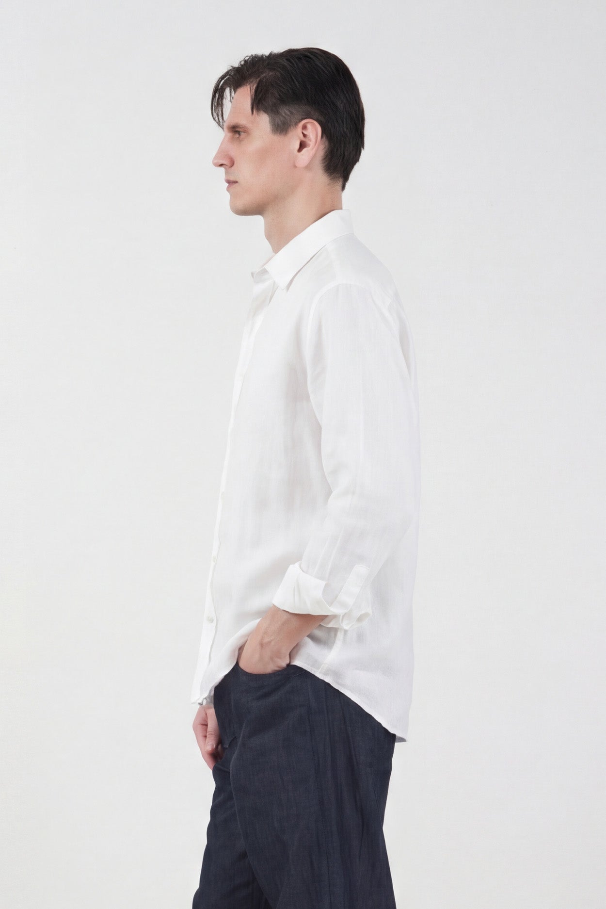 OVERSIZE DÖKÜMLÜ BEYAZ MODAL GÖMLEK