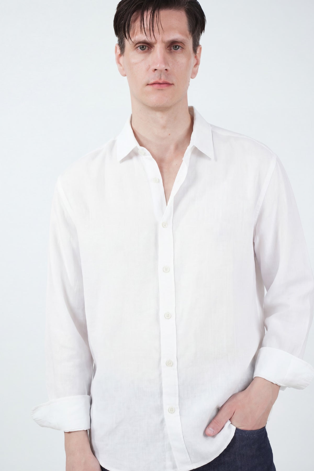 OVERSIZE DRAPED WHITE MODAL SHIRT - 1
