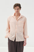 DRAPED REGULAR FIT PINK VOILE SHIRT