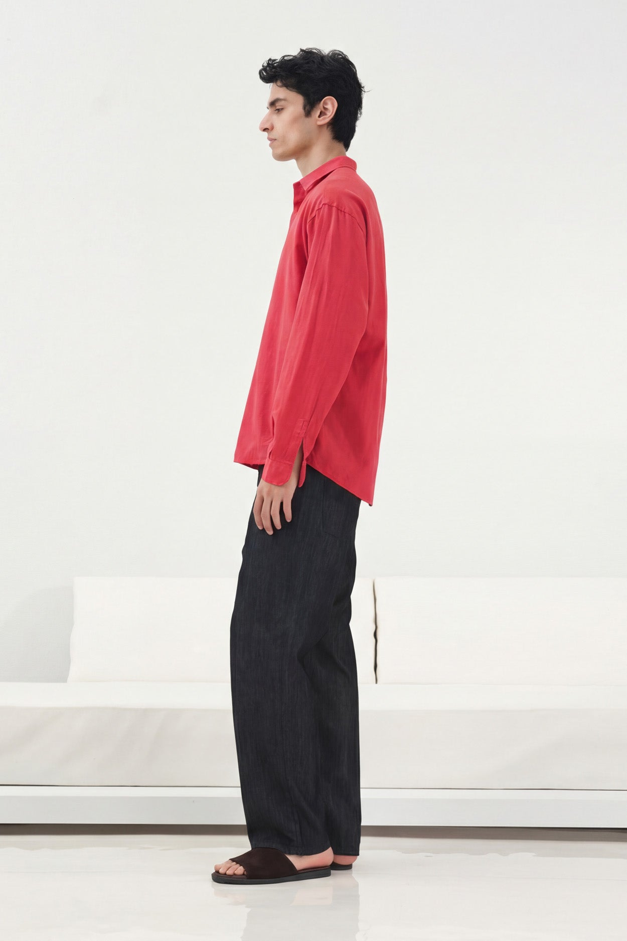 OVERSIZE DÖKÜMLÜ KIRMIZI FRESH KETEN GÖMLEK