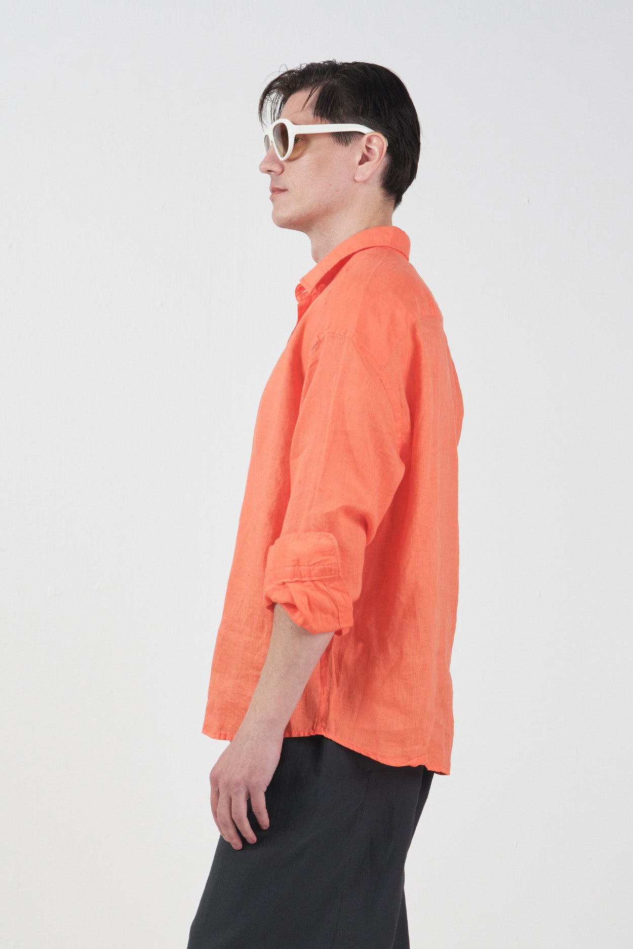 %100 KETEN OVERSIZE TURUNCU GÖMLEK