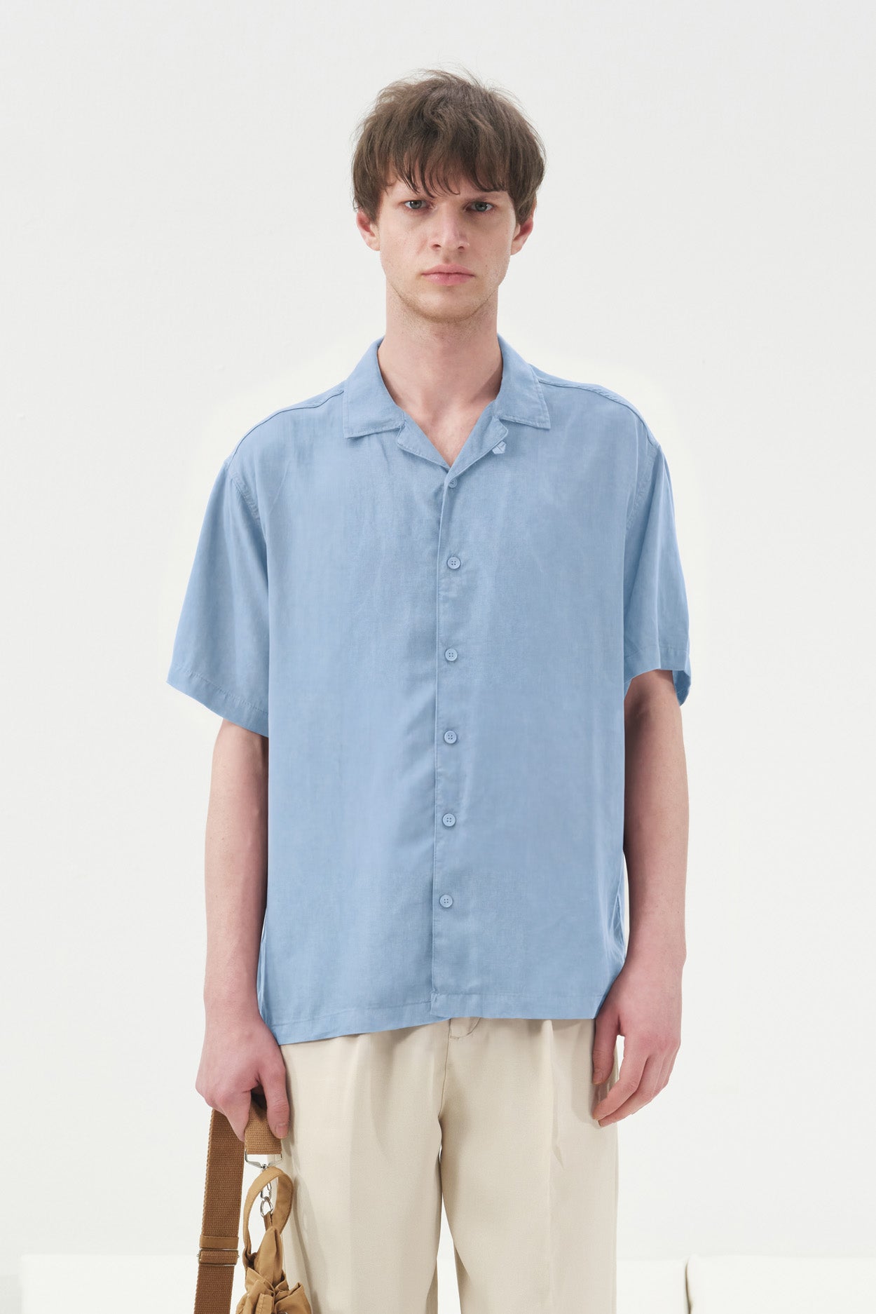 SHORT SLEEVE CLASSIC BLUE TENCEL SHIRT