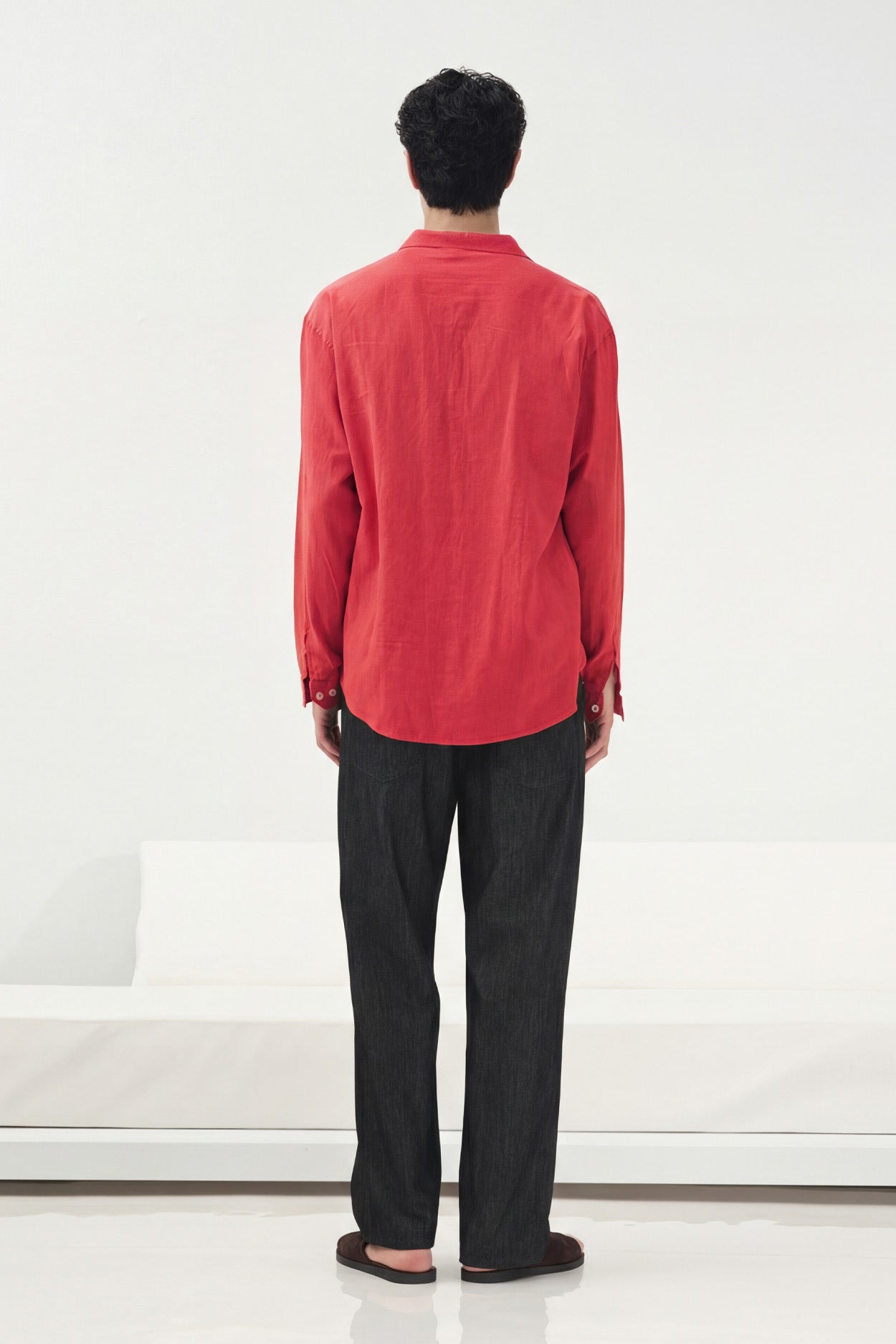 OVERSIZE DÖKÜMLÜ KIRMIZI FRESH KETEN GÖMLEK