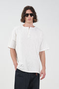 TEXTURED REGULAR FIT WHITE T-SHIRT