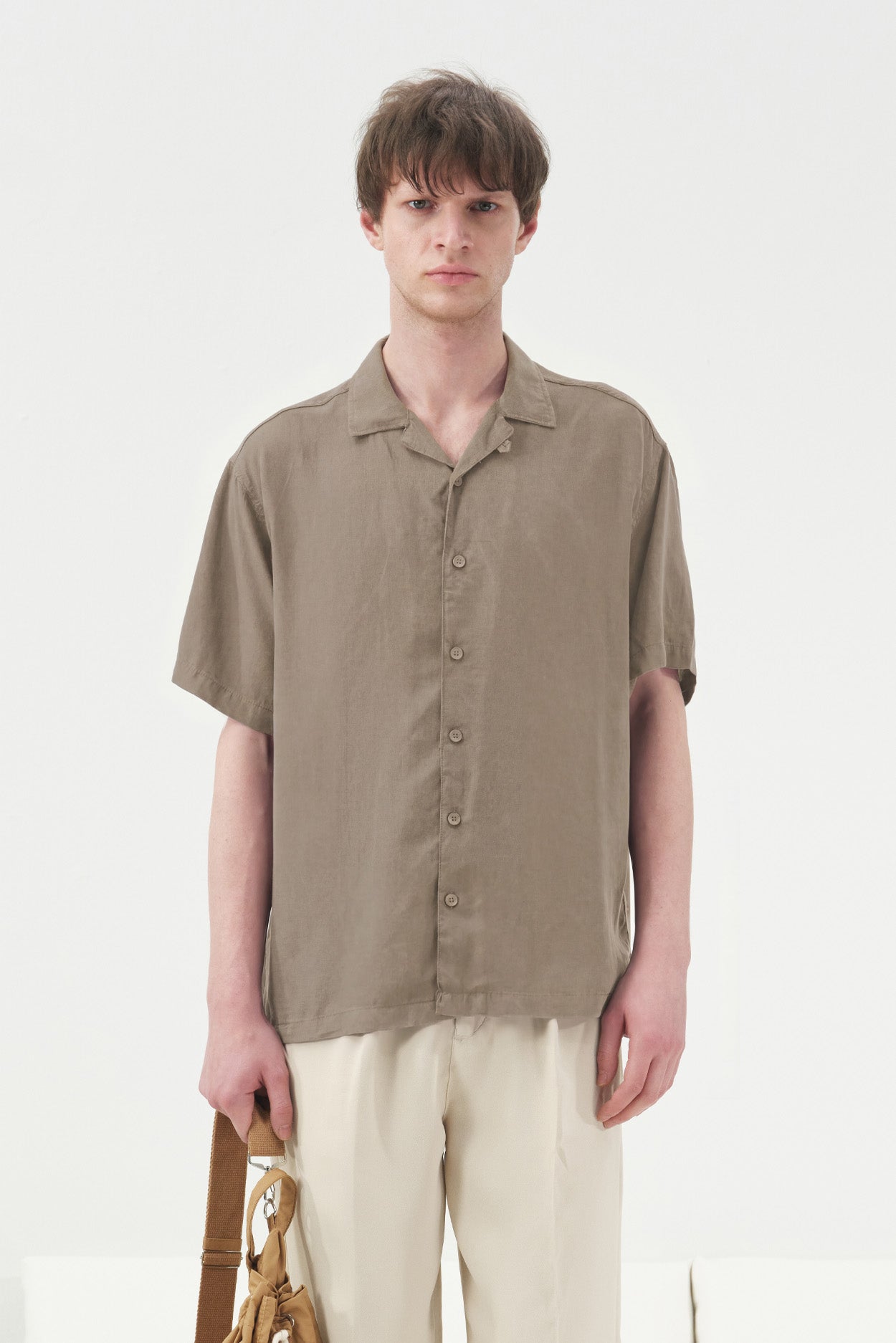 CLASSIC KHAKI TENSEL SHORT-SLEEVED SHIRT