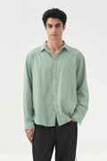 OVERSIZE DÖKÜMLÜ MİNT FRESH KETEN GÖMLEK